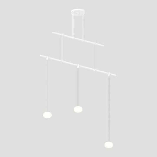 SONNEMAN Suspenders 36" 2-Tier Height Adjustable Etched Globe Luminaire White Glass Shade Satin White Linear Flush Mount Lighting