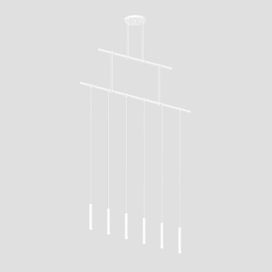 SONNEMAN Suspenders 36" 2-Tier Precise Single Cord Thin Cylinder Clear Acrylic Shade Satin White Linear Flush Mount Lighting