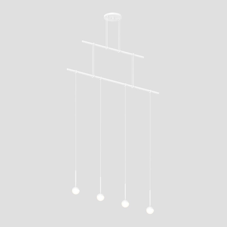 SONNEMAN Suspenders 36" 2-Tier Single Cord White Ball White Acrylic Shade Satin White Linear Flush Mount Lighting