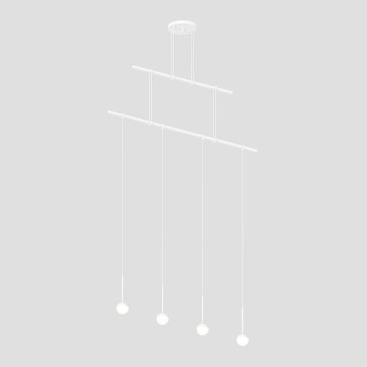 SONNEMAN Suspenders 36" 2-Tier Single Cord White Ball White Acrylic Shade Satin White Linear Flush Mount Lighting