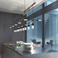 SONNEMAN Suspenders 36" 4-Light Crystal Chiclet Luminaire Satin Black Ribbed Seeded Crystal Shade Linear Pendant Light