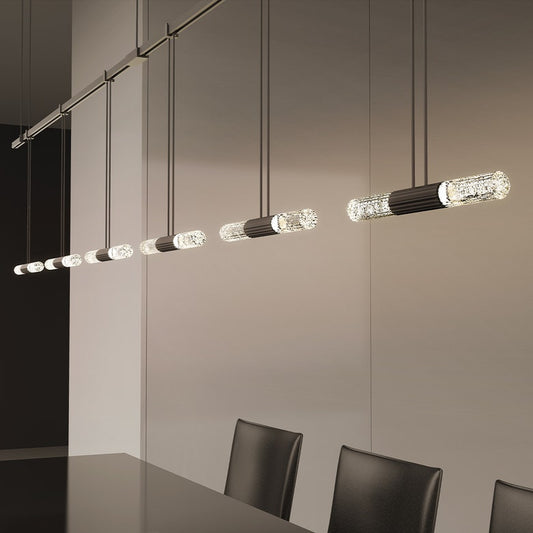 SONNEMAN Suspenders 36" 6-Light 2-Bar Crystal Double Glass Rod Luminaires Linear Suspension Pendant Light