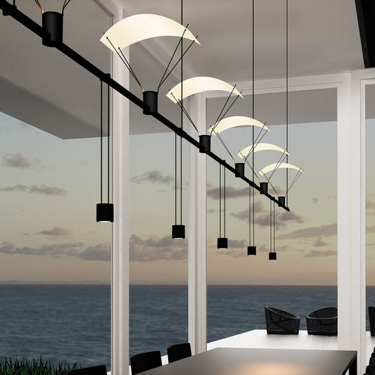 SONNEMAN Suspenders 36" 6-Light 3-Bar Single Cylinders With Flood Lenses and Parachute Reflectors Linear Pendant Light