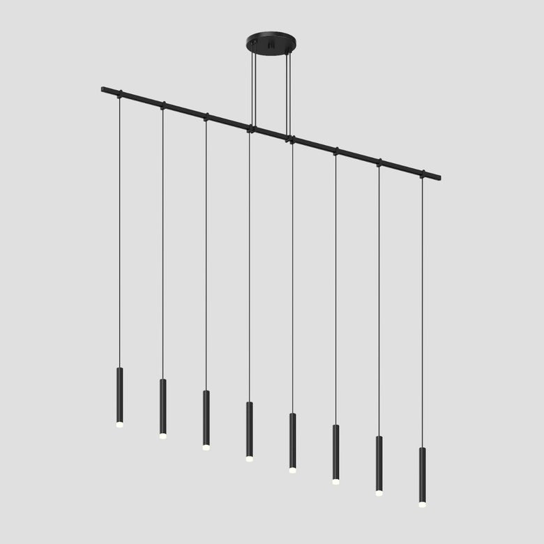 SONNEMAN Suspenders 48" 1-Tier Precise Single Cord Satin Black Thin Cylinder Clear Acrylic Shade Linear Flush Mount Lighting