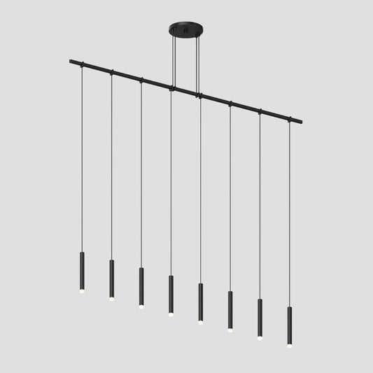 SONNEMAN Suspenders 48" 1-Tier Precise Single Cord Satin Black Thin Cylinder Clear Acrylic Shade Linear Flush Mount Lighting