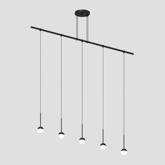 SONNEMAN Suspenders 48" 1-Tier Single Cord Satin Black White Acrylic Ball 36" Shade Linear Flush Mount Lighting