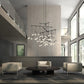 SONNEMAN Suspenders 48" 15-Light 4-Tier Branch Pendants With Petal Shade Satin Black Pendant Light