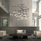 SONNEMAN Suspenders 48" 15-Light 4-Tier Branch Pendants With Petal Shade Satin Black Pendant Light
