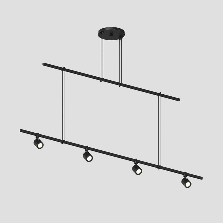 SONNEMAN Suspenders 48" 2-Tier Precise Bar-Mounted Aimable Cylinder With Flood Lens Trim Satin Black Linear Flush Mount Lighting