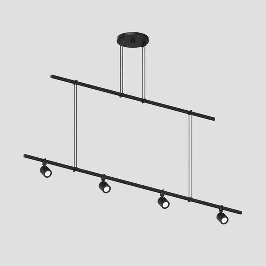 SONNEMAN Suspenders 48" 2-Tier Precise Bar-Mounted Aimable Cylinder With Flood Lens Trim Satin Black Linear Flush Mount Lighting