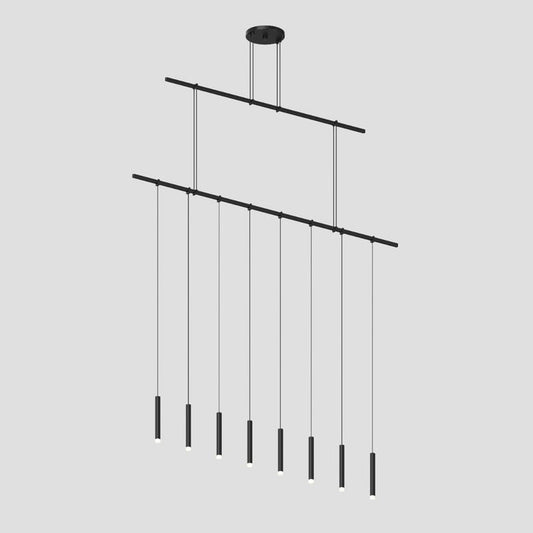 SONNEMAN Suspenders 48" 2-Tier Precise Single Cord Thin Cylinder Clear Acrylic Shade Satin Black Linear Flush Mount Lighting