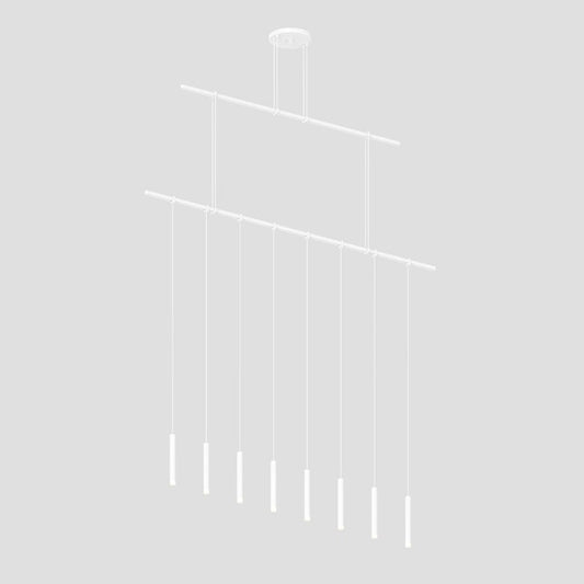 SONNEMAN Suspenders 48" 2-Tier Precise Single Cord Thin Cylinder Clear Acrylic Shade Satin White Linear Flush Mount Lighting