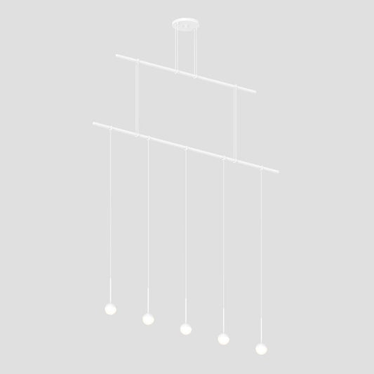 SONNEMAN Suspenders 48" 2-Tier Single Cord White Ball Acrylic Shade Satin White Linear Flush Mount Lighting