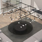SONNEMAN Suspenders 48" 6-Light 2-Tier Crystal Chiclet Luminaire Satin Black Ribbed Seeded Crystal Shade Linear Pendant Light