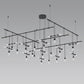 SONNEMAN Suspenders 48" 6-Light 2-Tier Crystal Chiclet Luminaire Satin Black Ribbed Seeded Crystal Shade Linear Pendant Light