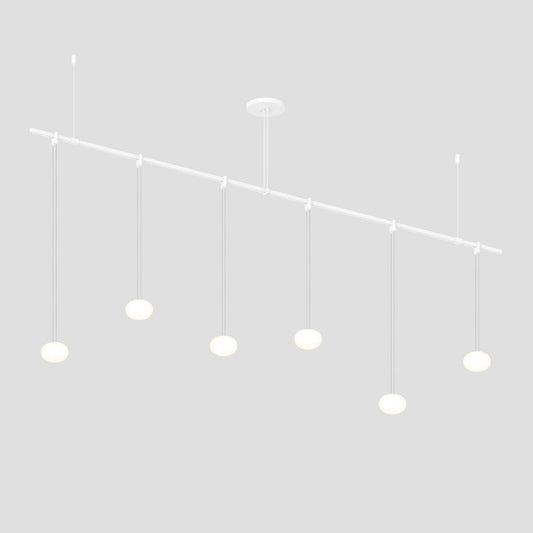 SONNEMAN Suspenders 72" 1-Tier Height Adjustable Etched Globe White Glass Shade Satin White Linear Flush Mount Lighting