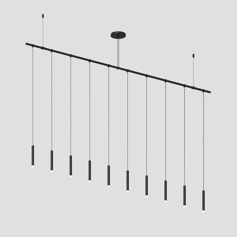 SONNEMAN Suspenders 72" 1-Tier Precise Single Cord Clear Acrylic Thin Cylinder Shade Satin Black Linear Flush Mount Lighting