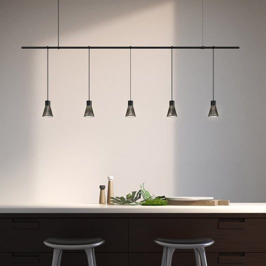 SONNEMAN Suspenders 72" 1-Tier Precise Suspended Cylinders With Parasol Shades Satin Black Die-Cast Aluminum Shade Pendant Light