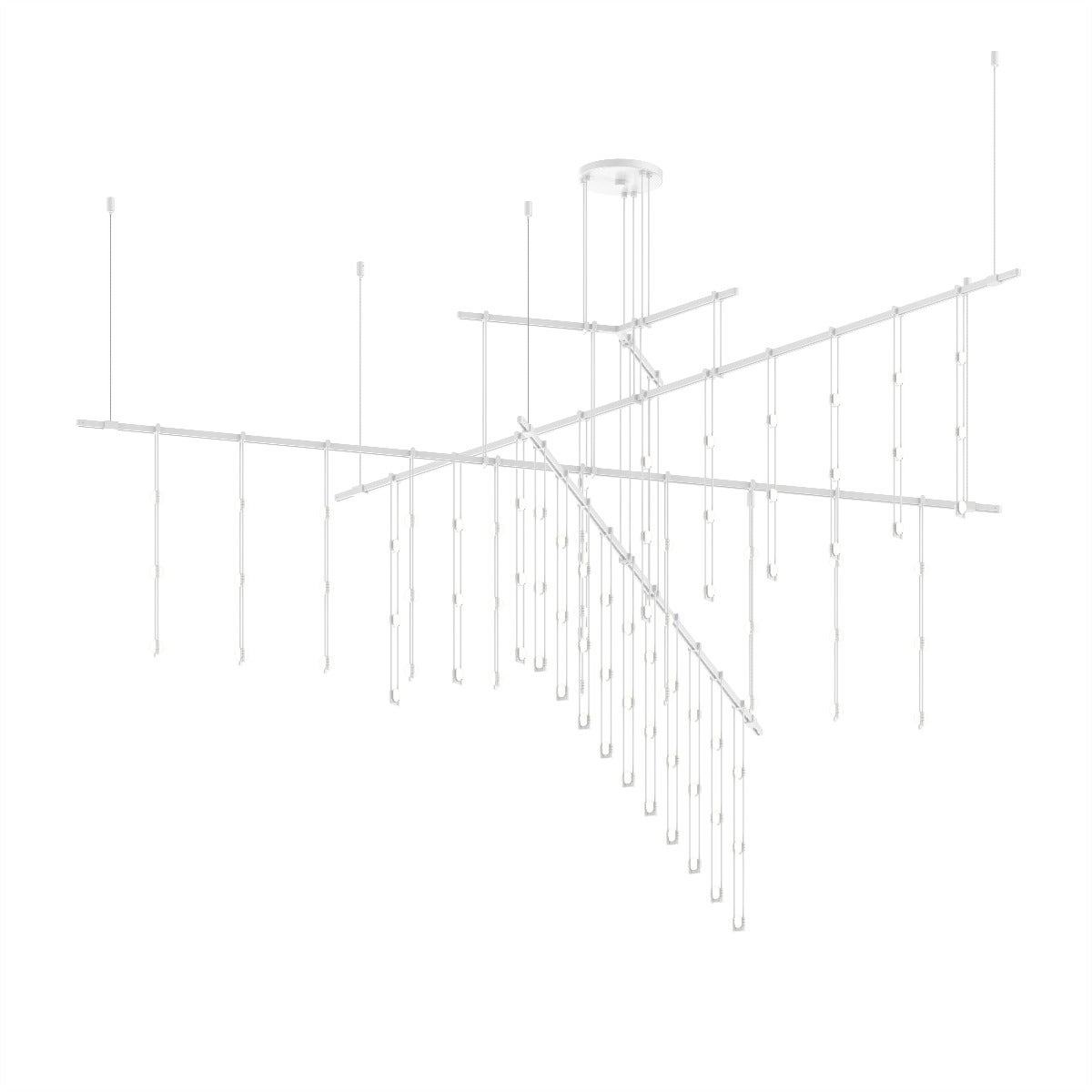 SONNEMAN Suspenders 72" 4-Tier Tri-Bar Crystal Ladder Satin White Chandelier Light