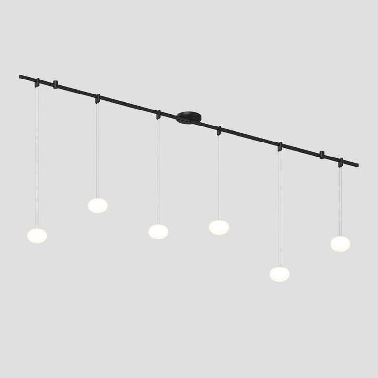 SONNEMAN Suspenders 72" Height Adjustable Etched Globe Luminaires Satin Black Linear Surface Flush Mount Lighting