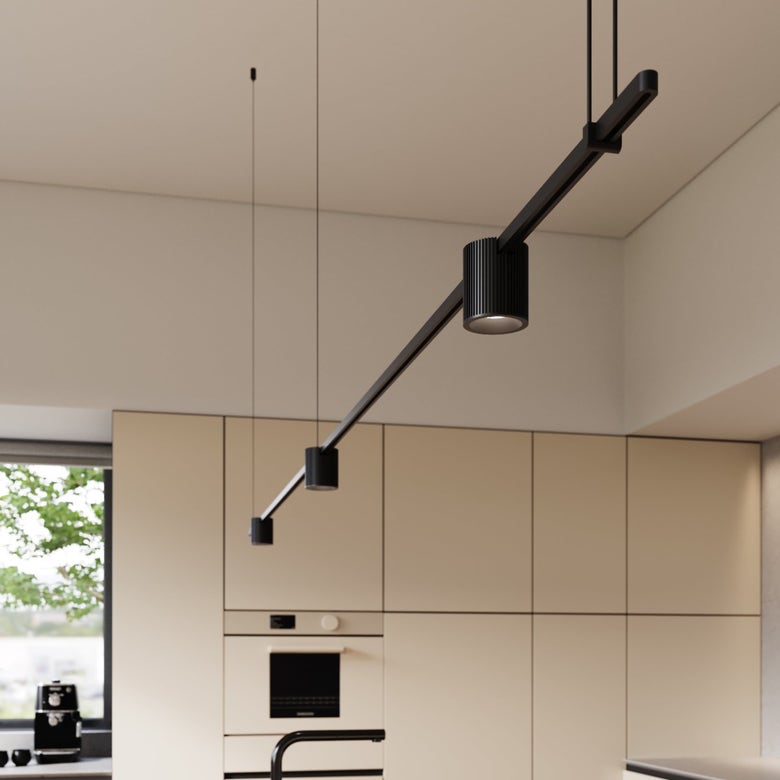 SONNEMAN Suspenders 96" 1-Tier Power Precise Direct Mount Cylinder Luminaires Satin Black Pendant Light