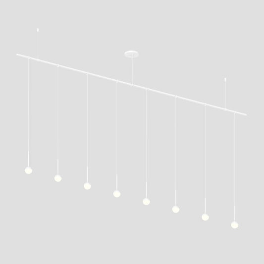 SONNEMAN Suspenders 96" 1-Tier Single Cord White Acrylic Ball 36" Shade Satin White Linear Flush Mount Lighting