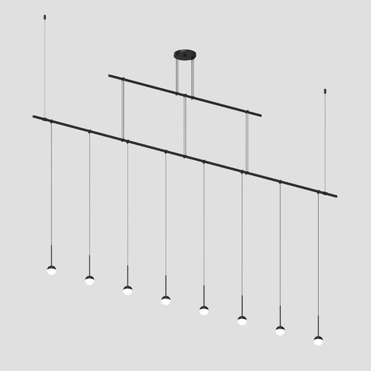 SONNEMAN Suspenders 96" 2-Tier Single Cord White Ball White Acrylic Shade Satin Black Linear Flush Mount Lighting