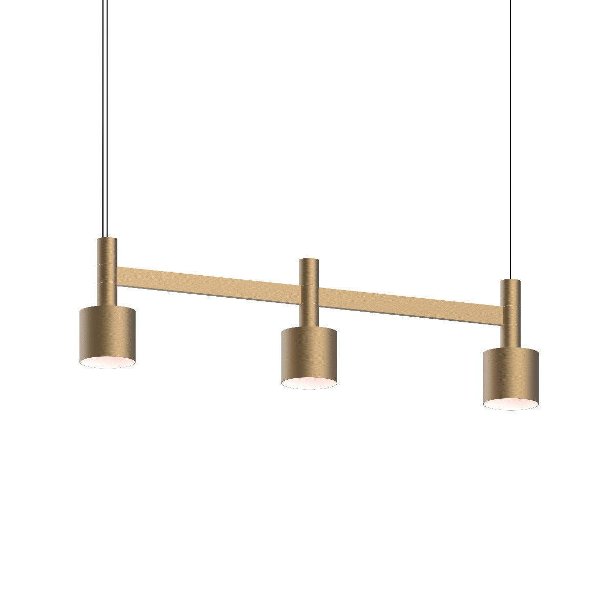SONNEMAN Systema Staccato 3-Light Brass Drum Shade Linear Pendant Light