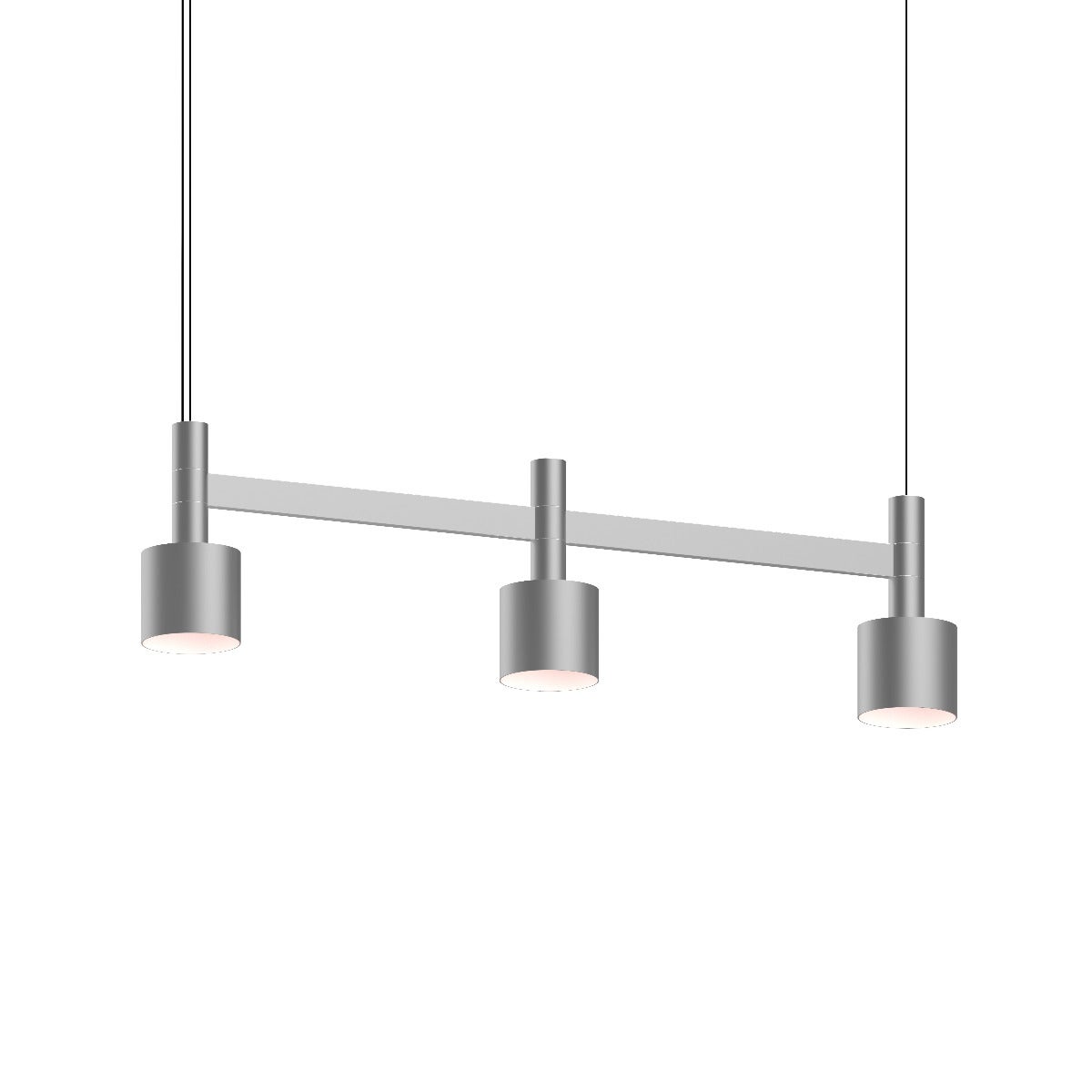 SONNEMAN Systema Staccato 3-Light Bright Satin Aluminum Drum Shade Linear Pendant Light