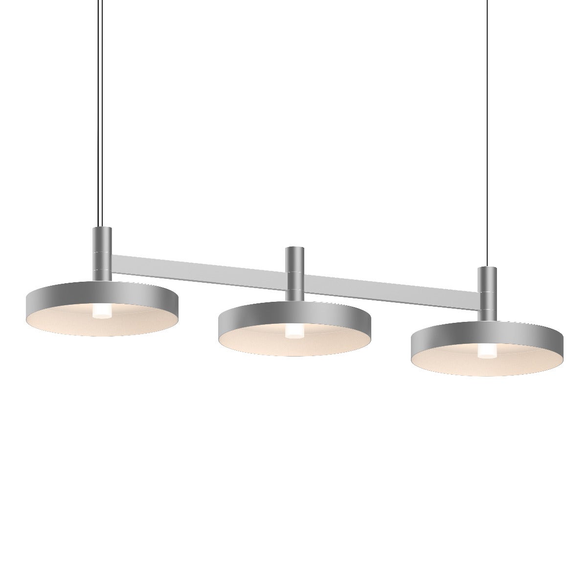SONNEMAN Systema Staccato 3-Light Bright Satin Aluminum Pan Shade Linear Pendant Light