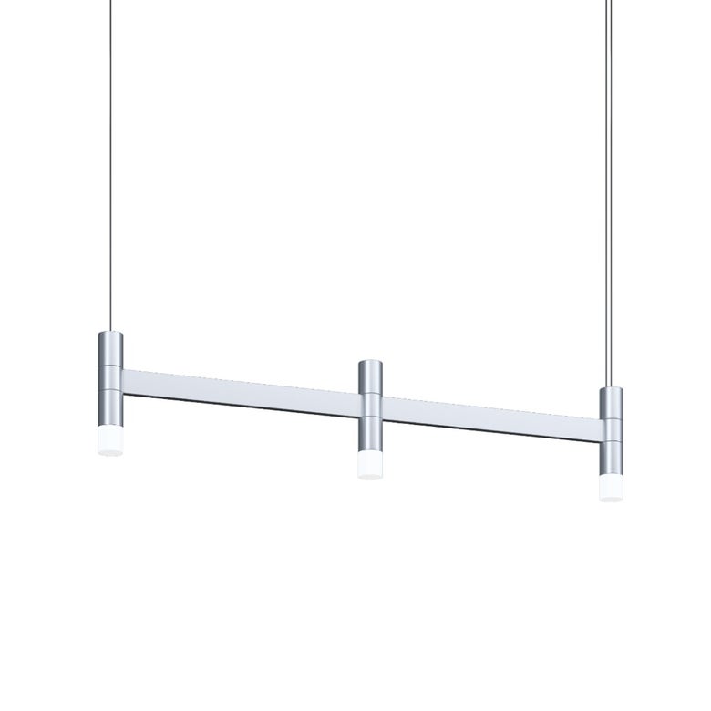 SONNEMAN Systema Staccato 3-Light LED Bright Satin Aluminum Linear Suspension Pendant Light