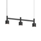 SONNEMAN Systema Staccato 3-Light Satin Black Drum Shade Linear Pendant Light