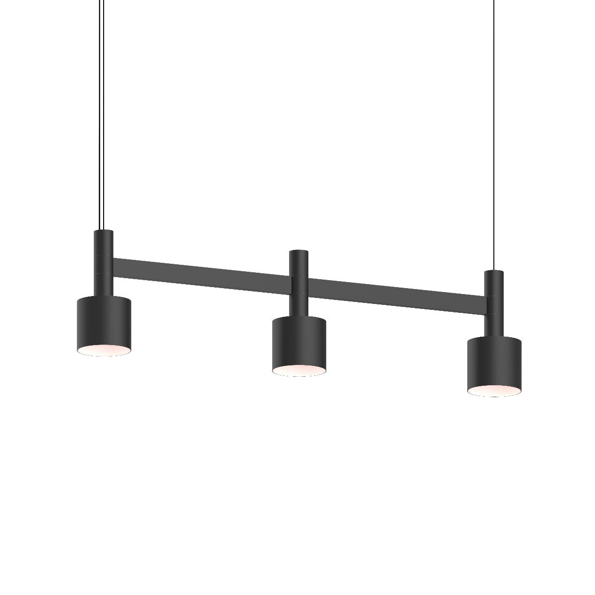 SONNEMAN Systema Staccato 3-Light Satin Black Drum Shade Linear Pendant Light