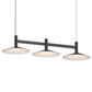 SONNEMAN Systema Staccato 3-Light Satin Black Linear Pendant Light With Shallow Cone Shade
