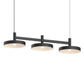 SONNEMAN Systema Staccato 3-Light Satin Black Pan Shade Linear Pendant Light