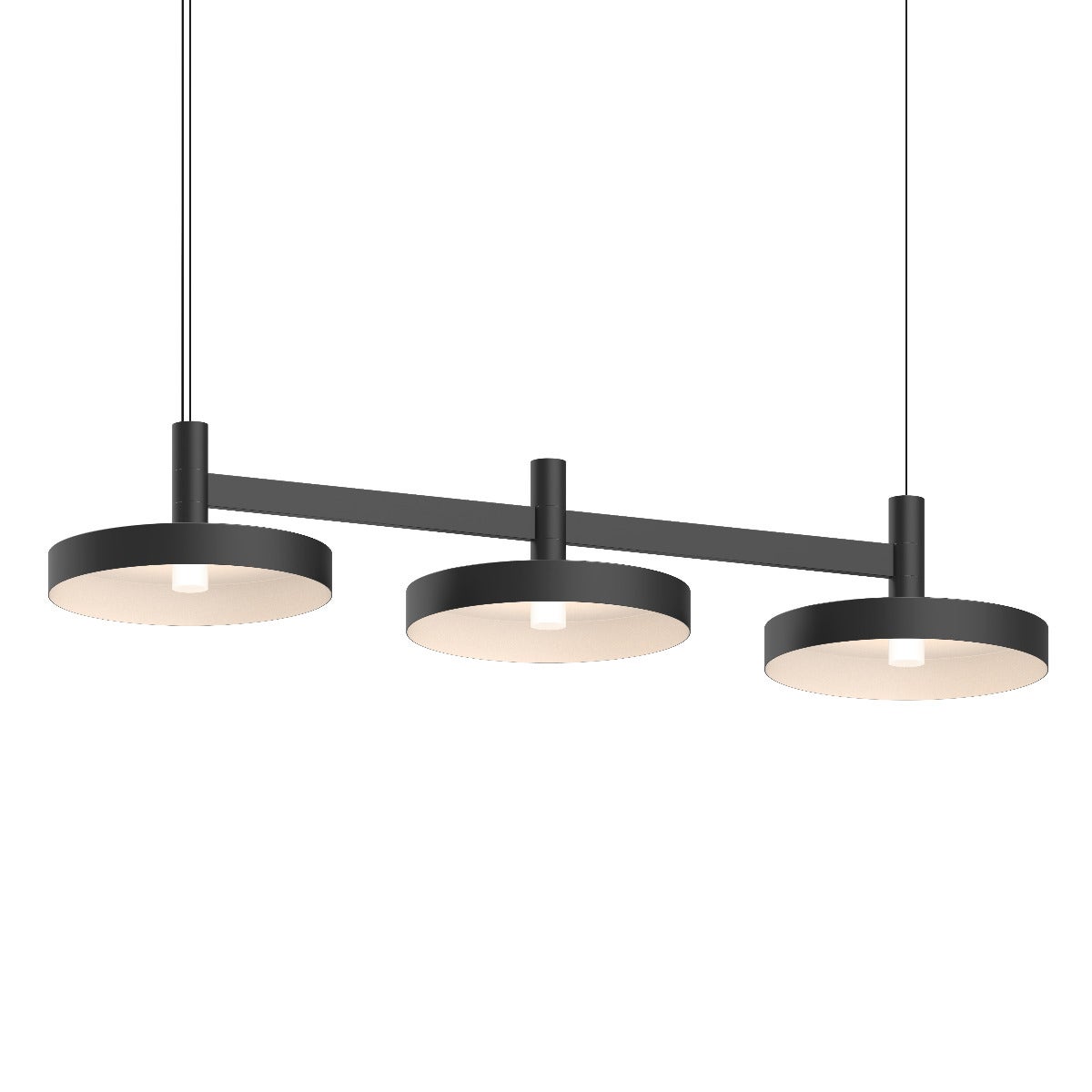 SONNEMAN Systema Staccato 3-Light Satin Black Pan Shade Linear Pendant Light