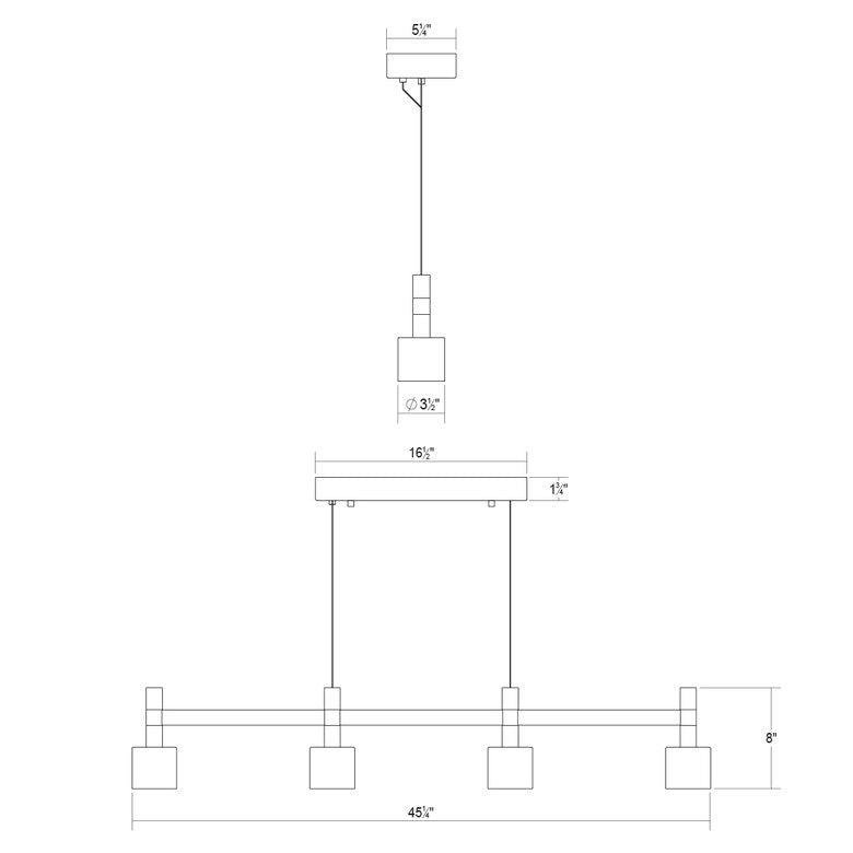 SONNEMAN Systema Staccato 4-Light LED Brass Finish Drum Shade Linear Suspension Pendant Light