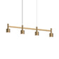 SONNEMAN Systema Staccato 4-Light LED Brass Finish Drum Shade Linear Suspension Pendant Light