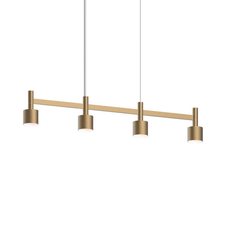 SONNEMAN Systema Staccato 4-Light LED Brass Finish Drum Shade Linear Suspension Pendant Light