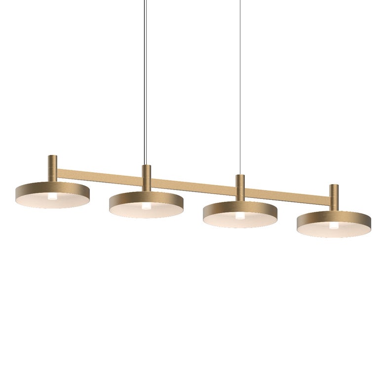 SONNEMAN Systema Staccato 4-Light LED Brass Finish Pan Shade Linear Suspension Pendant Light