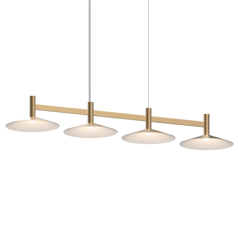 SONNEMAN Systema Staccato 4-Light LED Brass Finish Shallow Cone Shade Linear Suspension Pendant Light