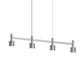 SONNEMAN Systema Staccato 4-Light LED Bright Satin Aluminum Drum Shade Linear Suspension Pendant Light