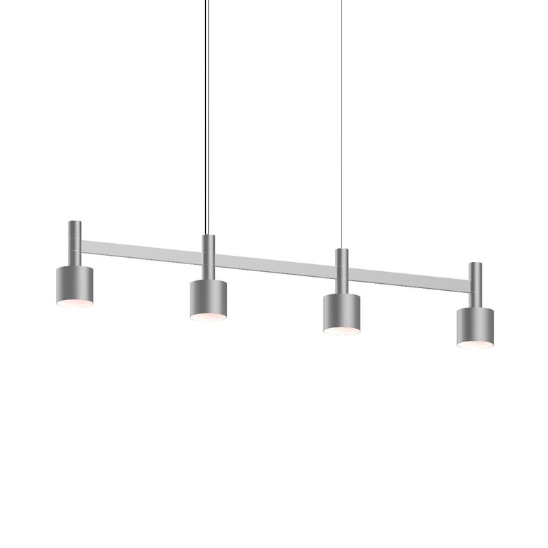 SONNEMAN Systema Staccato 4-Light LED Bright Satin Aluminum Drum Shade Linear Suspension Pendant Light