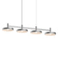 SONNEMAN Systema Staccato 4-Light LED Bright Satin Aluminum Pan Shade Linear Suspension Pendant Light