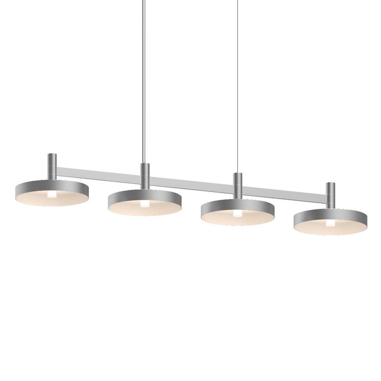 SONNEMAN Systema Staccato 4-Light LED Bright Satin Aluminum Pan Shade Linear Suspension Pendant Light