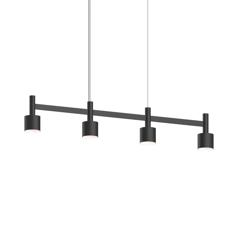 SONNEMAN Systema Staccato 4-Light LED Satin Black Drum Shade Linear Suspension Pendant Light