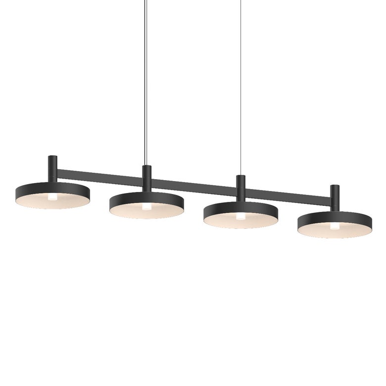 SONNEMAN Systema Staccato 4-Light LED Satin Black Pan Shade Linear Suspension Pendant Light