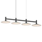 SONNEMAN Systema Staccato 4-Light LED Satin Black Shallow Cone Shade Linear Suspension Pendant Light