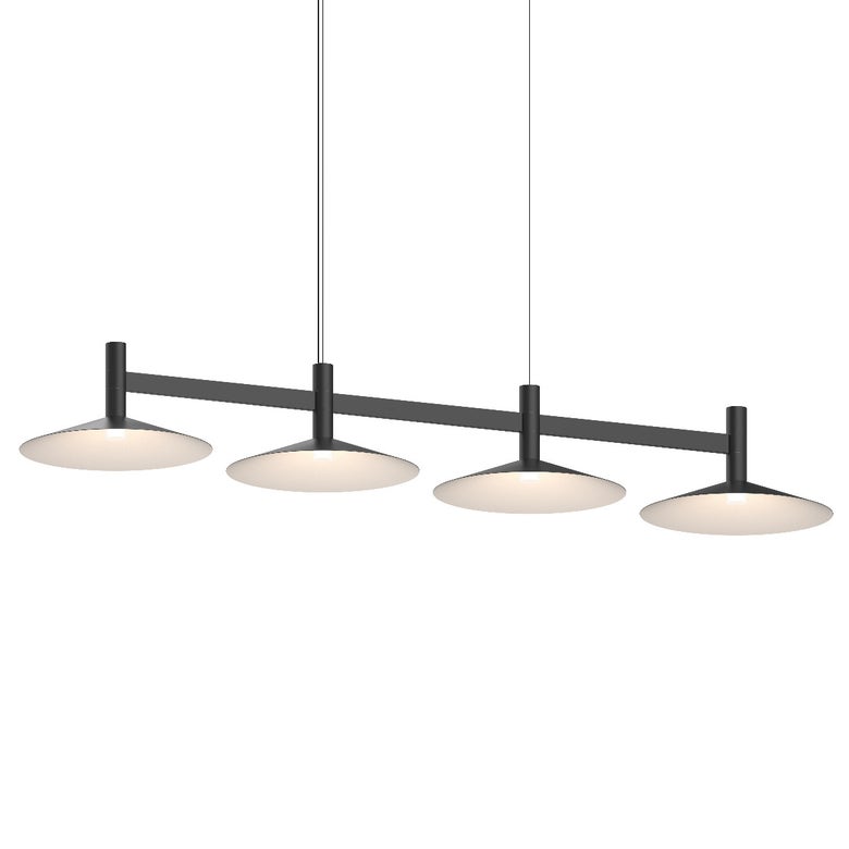 SONNEMAN Systema Staccato 4-Light LED Satin Black Shallow Cone Shade Linear Suspension Pendant Light