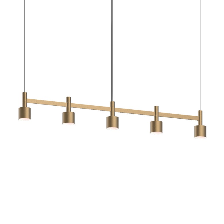 SONNEMAN Systema Staccato 5-Light LED Brass Drum Shade Linear Suspension Pendant Light